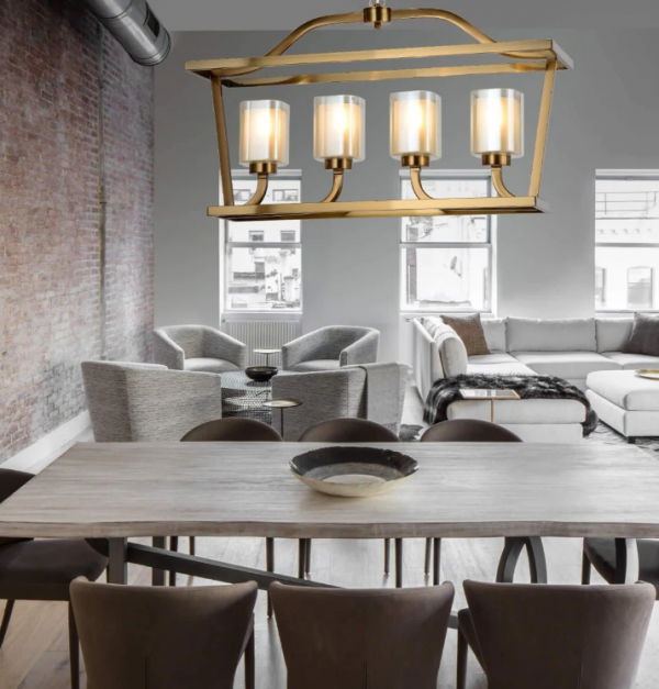 Lampu Gantung Bergaya Kaca dan Logam